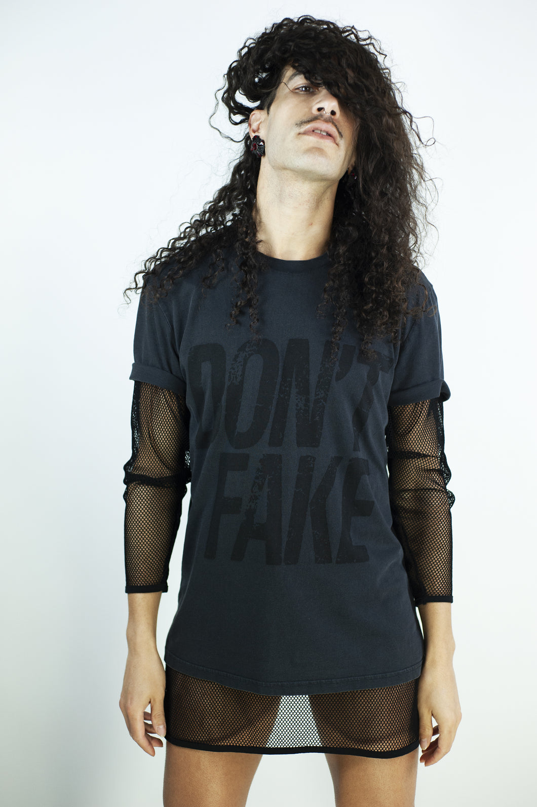 Tee-Shirt DON'T FAKE effet Vintage Noir