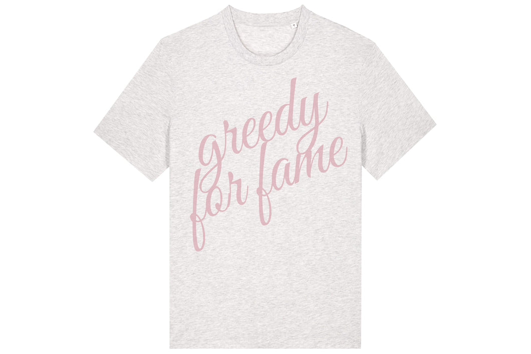 Tee-Shirt GREEDY FOR FAME Cool Grey et Rose Poudrée