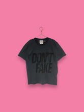 Load image into Gallery viewer, Washed Black DON&#39;T FAKE Worn T-Shirt
