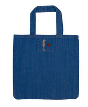 Charger l&#39;image dans la galerie, Grand Tote Bag en jean Patchs Panthère + Coeur DON&#39;T FAKE IT TILL...
