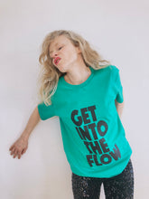 Load image into Gallery viewer, GET INTO THE FLOW Go Green T-shirt with sequins
