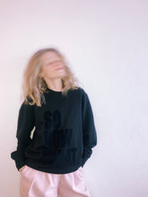 Load image into Gallery viewer, SO NOW WHAT Black and Black Velvet Lightweight Sweatshirt
